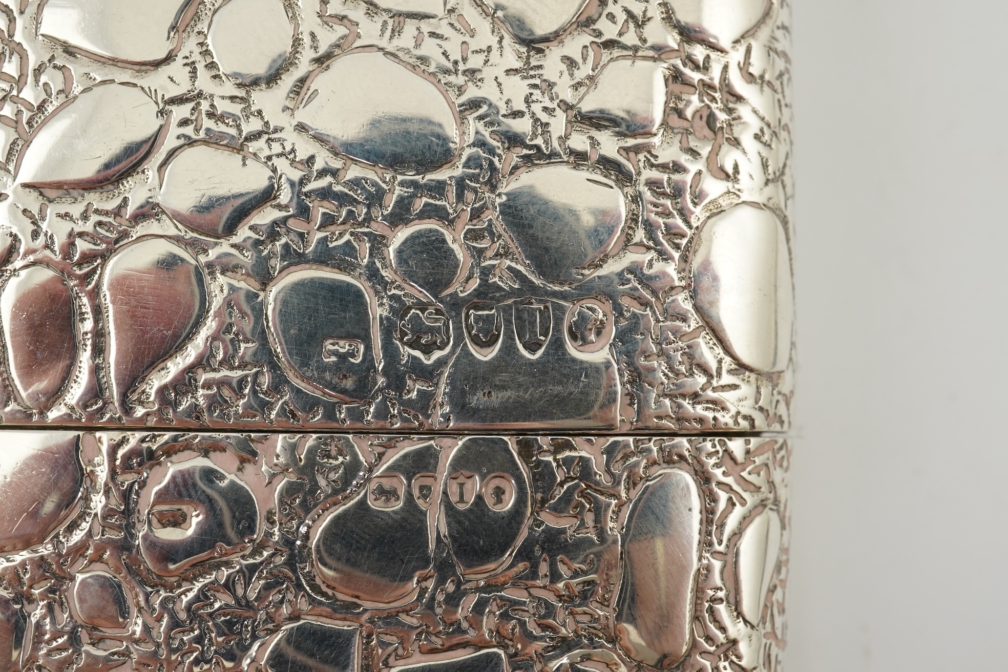 A late Victorian silver hip flask, maker George Heath?